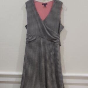 Lands End Elegant Black and White Patterned Dress